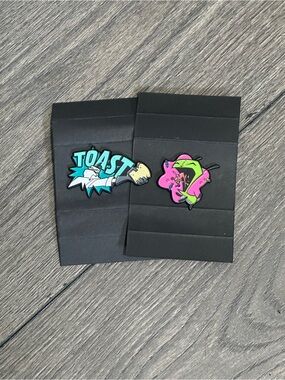 Invader Zim - Colorful Enamel Pins — Blue "TOAST" & Neon Pink/Green Candy